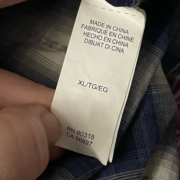 Lucky Brand classic fit Pearl snap blue white plaid cotton button up - Picture 5 of 6